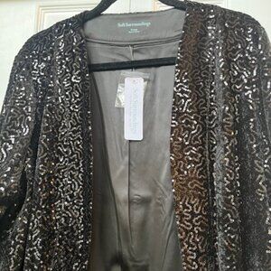 Soft Surroundings Elegant Black Sequin Women's Blazer XL